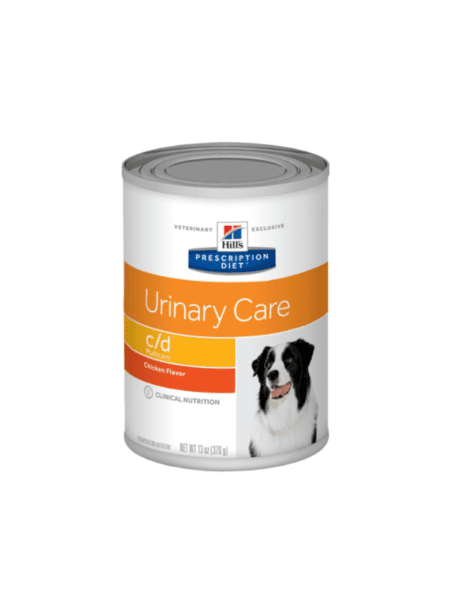 Lata de Hill's Prescription Diet Canino C/D Multicare 369 gr para la salud urinaria de perros.