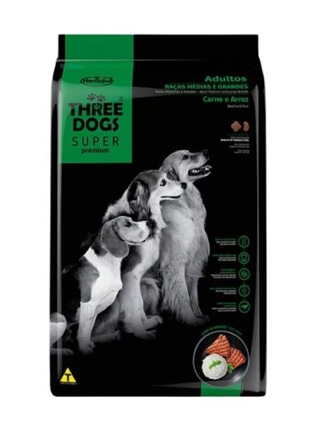 Three Dogs Super Premium - Alimento para perros de razas Medianas a Grandes.