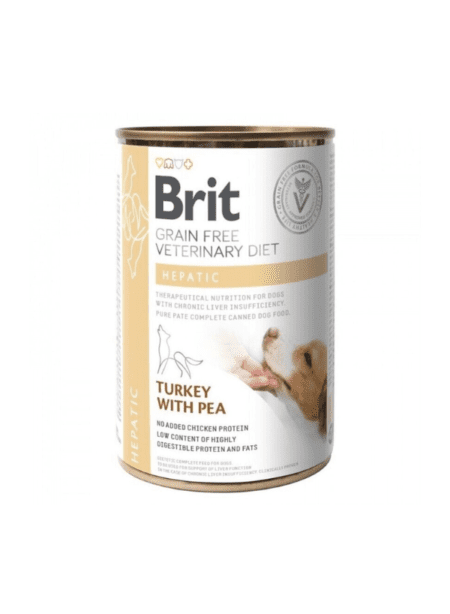 Brit GF Vet Diets Dog Can Hepatic 400gr, comida especializada para el soporte hepático de perros.