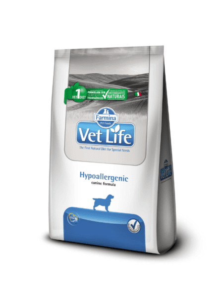 Vet Life Natural Canine Hypoallergenic 2kg, alimento dietético para perros con alergias alimentarias.