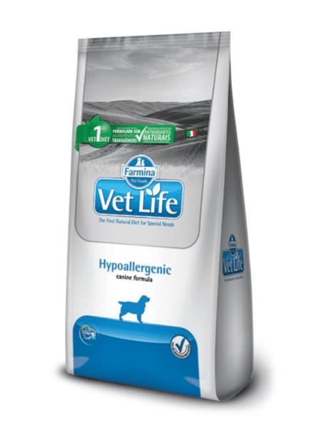 Vet Life Natural Canine Hypoallergenic 10kg, alimento dietético para perros con alergias alimentarias.