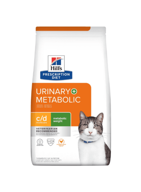 Bolsa de Hill's Prescription Diet Feline C/D Multicare + Metabolic 2.9 kg para control de peso y salud urinaria de gatos.