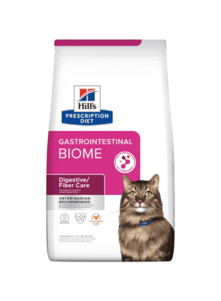 Bolsa de Hill's Prescription Diet Feline Gastrointestinal Biome 1.8 kg para mejorar la salud digestiva de tu gatohijo.