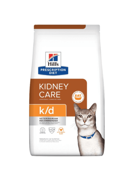 Bolsa de Hill's Prescription Diet Feline K/D Dry 1.8kg para la salud renal de gatos.