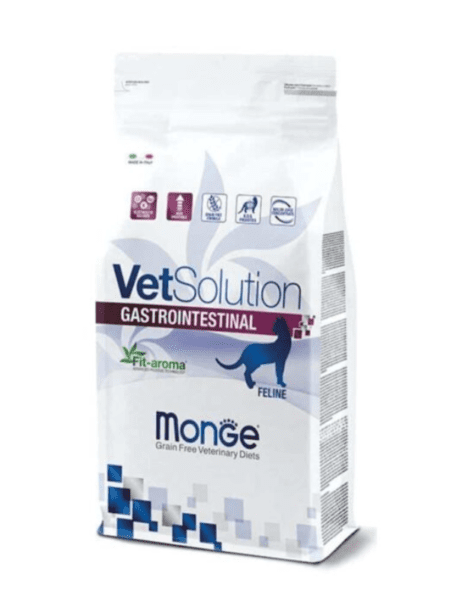 Monge VS Feline Gastrointestinal 400gr, alimento húmedo para gatos con sensibilidad gastrointestinal.