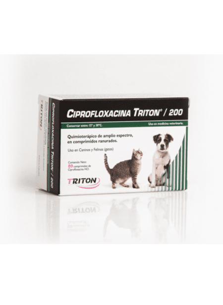 Ciproflaxina Triton 200 Hospitalaria, antibiótico de amplio espectro para uso hospitalario en veterinaria.