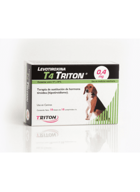 Levotiroxina T4 Triton 0.4 mg, tratamiento hormonal para hipotiroidismo en mascotas.