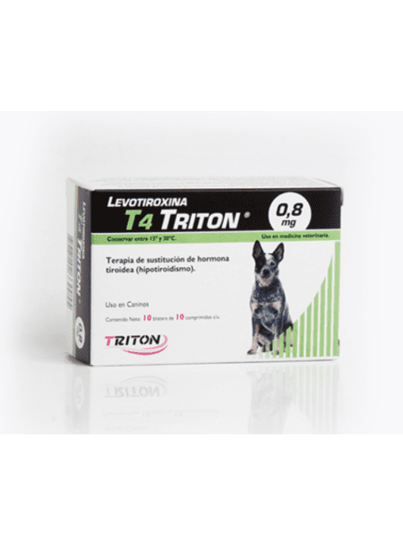 Levotiroxina T4 Triton 0.8 mg, tratamiento para hipotiroidismo en mascotas.