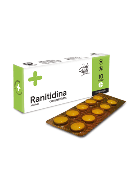 Ranitidina 50mg, tratamiento antiácido para aliviar condiciones gastrointestinales en mascotas.