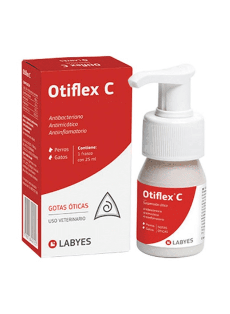 Otiflex-C, tratamiento y limpiador ótico para animales.