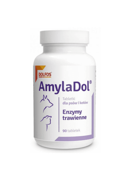Amyladol 90 comp, suplemento enzimático para la salud digestiva prolongada en mascotas.