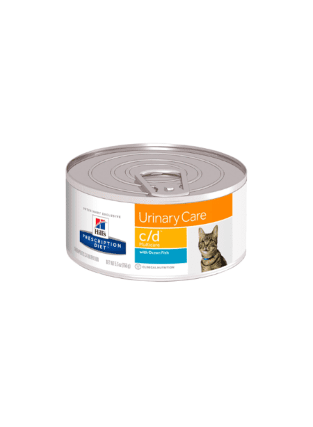 Lata de Hill's Prescription Diet Feline C/D Multicare 156g para la salud urinaria de gatos.
