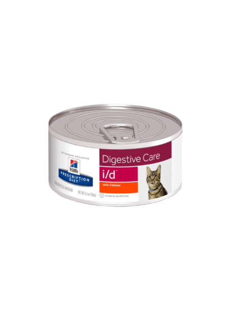 Lata de Hill's Prescription Diet Feline I/D 156g para gatos con problemas digestivos.