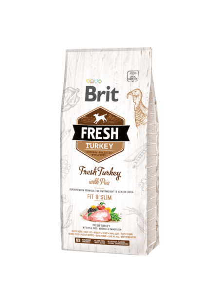 Imagen de Brit Fresh Turkey with Pea Light Fit & Slim, alimento hipoalergénico para perros, rico en proteínas.