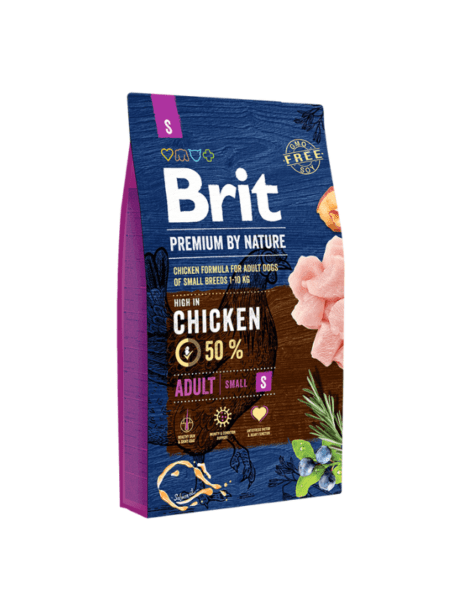 Bolsa de BRIT Premium by Nature Adult Small 3 KG, alimento natural para perros pequeños, con pollo fresco y nutrientes para una digestión saludable y un pelaje brillante