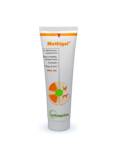 Methigel® es una fuente suplementaria de ácido d-L metionina que ayuda a mantener un pH urinario saludable en perros y gatos. Methigel también promueve condiciones saludables del tracto urinario.