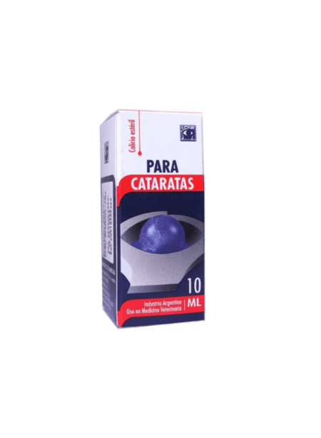 Frasco de Paracataratas, gotas oftálmicas para el cuidado ocular de mascotas, indicado para prevenir y tratar cataratas.