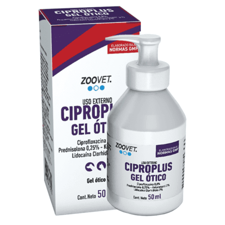 gel ótico para mascotas Ciproplus Zoovet 50 ml tratamiento otitis