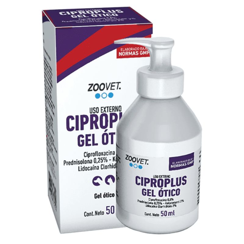gel ótico para mascotas Ciproplus Zoovet 50 ml tratamiento otitis