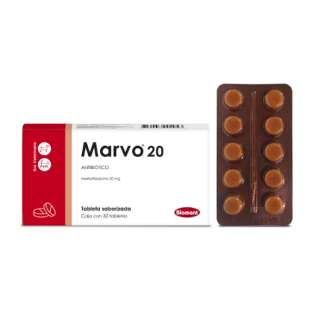 Marvo 20 marbofloxacina antibiótico oral para perros y gatos Family Pets